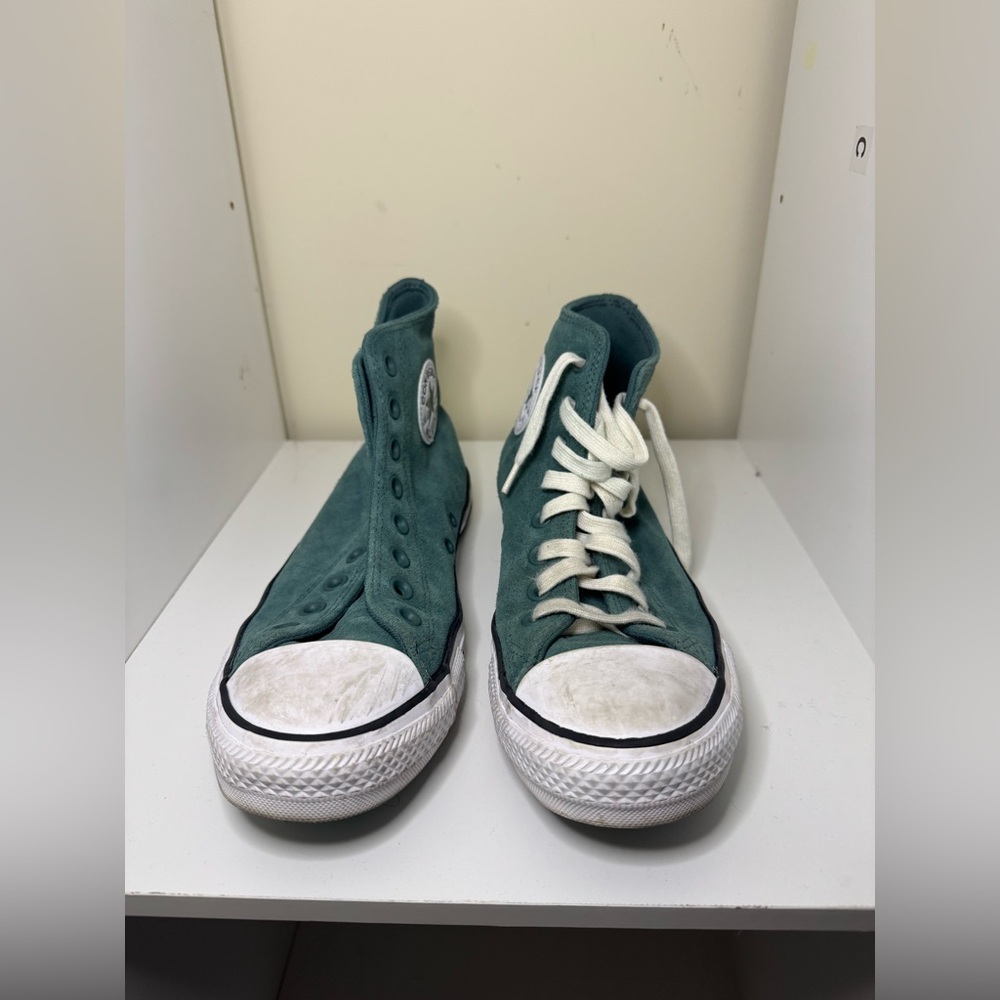 Converse All Star Chuck Taylor High Top women’s size 9.5 men 7.5 green suede - Picture 2 of 11